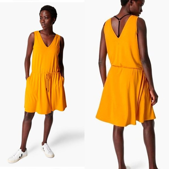 SWEATY BETTY Golden Yellow Take‎ it Easy Dress Size L / 12 - Picture 1 of 11